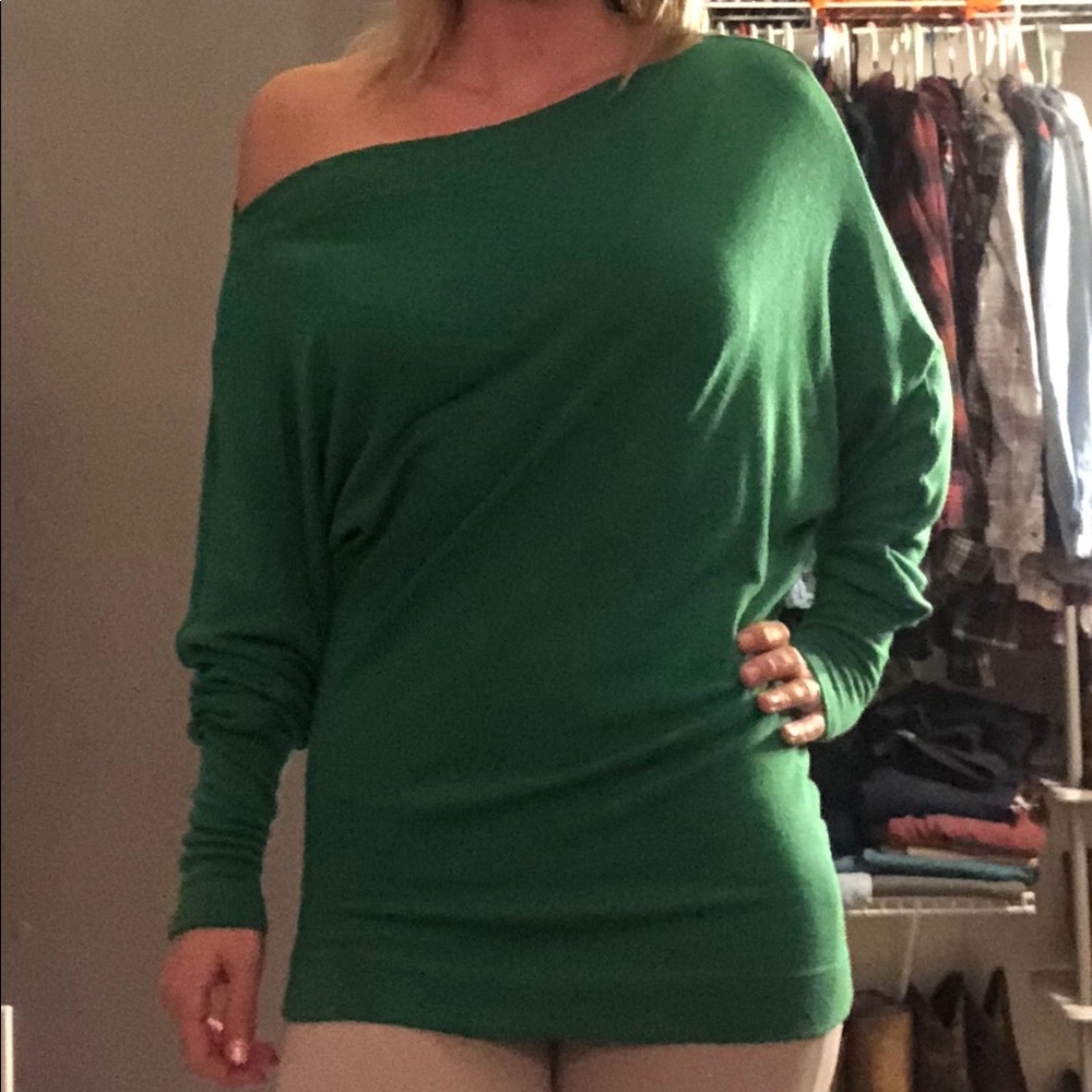 Green Slouchy Off the Shoulder Top - S
